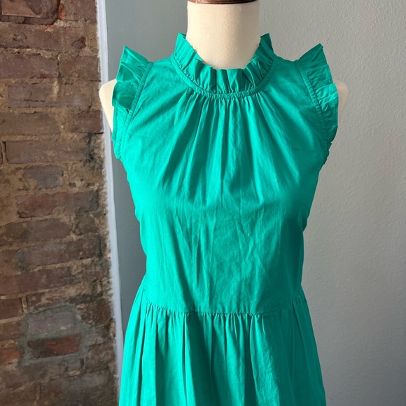 NWT J.Crew Factory J.Crew Petite Tiered Ruffle Midi
Dress P4 Green - Picture 5 of 7
